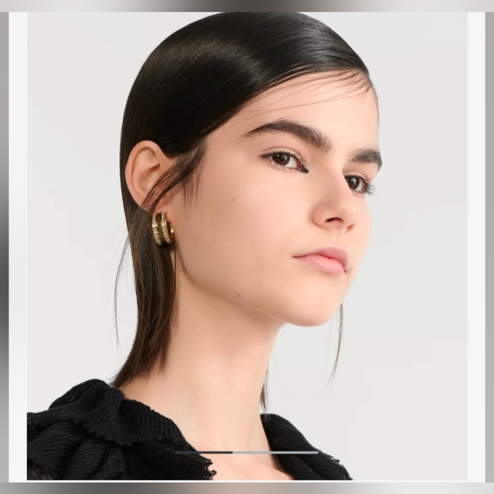 Dior Gold and Black Hoop Earrings - Picture 7 of 7